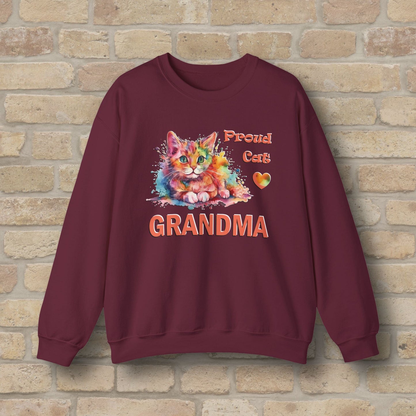 Graphic & Text Proud Cat Grandma Sweatshirt - Vibrant Styles