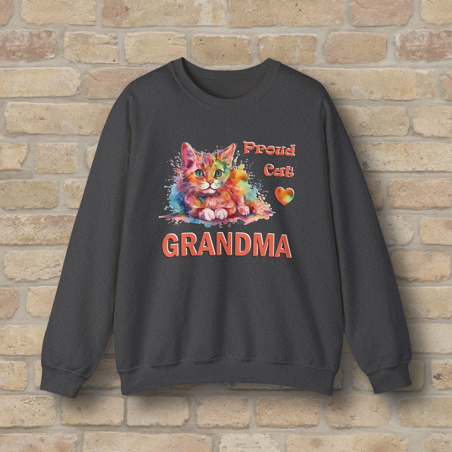 Graphic & Text Proud Cat Grandma Sweatshirt - Vibrant Styles