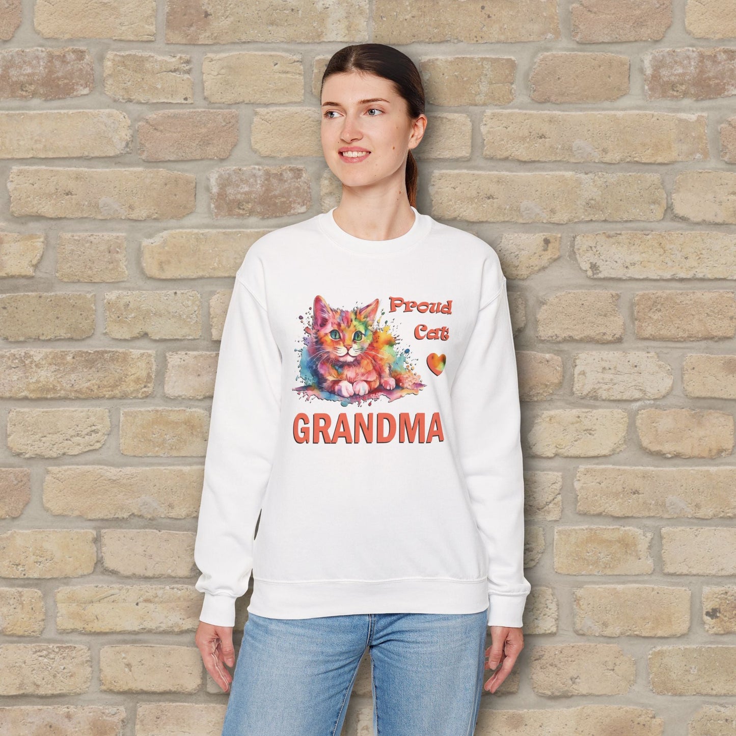 Graphic & Text Proud Cat Grandma Sweatshirt - Vibrant Styles