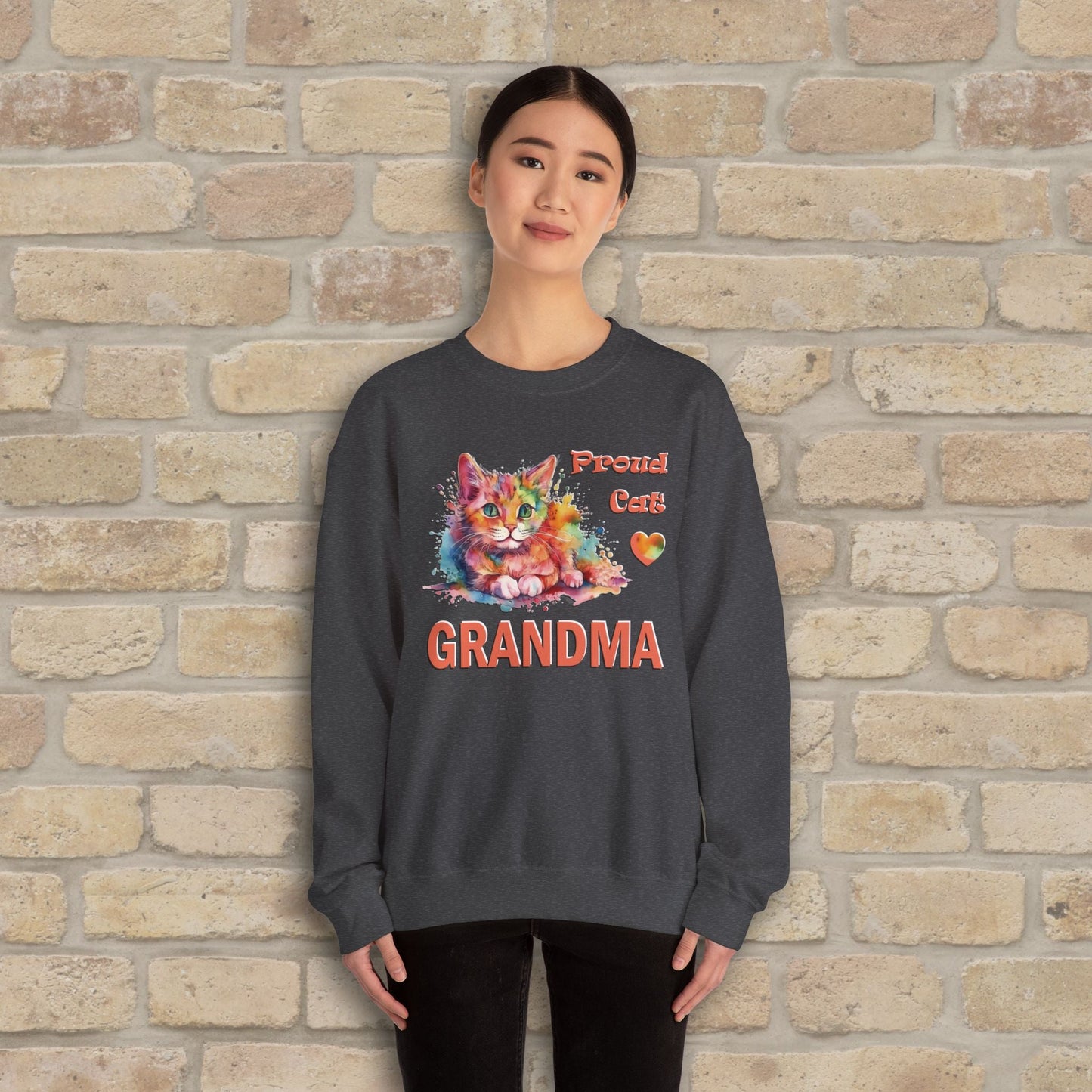 Graphic & Text Proud Cat Grandma Sweatshirt - Vibrant Styles