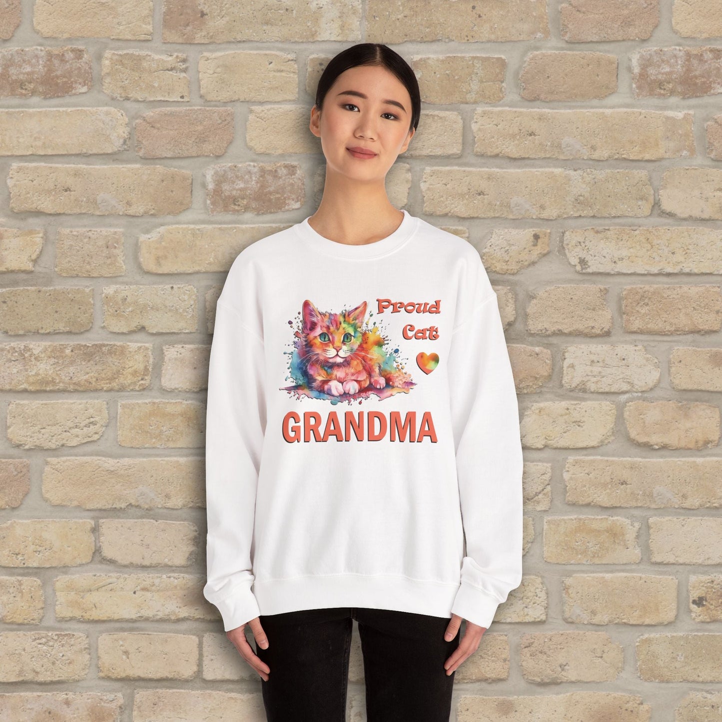 Graphic & Text Proud Cat Grandma Sweatshirt - Vibrant Styles