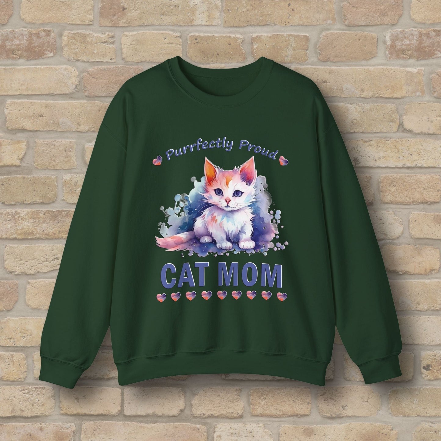 Graphic & Text Purrfectly Proud Cat Mom Sweatshirt - Vibrant Styles