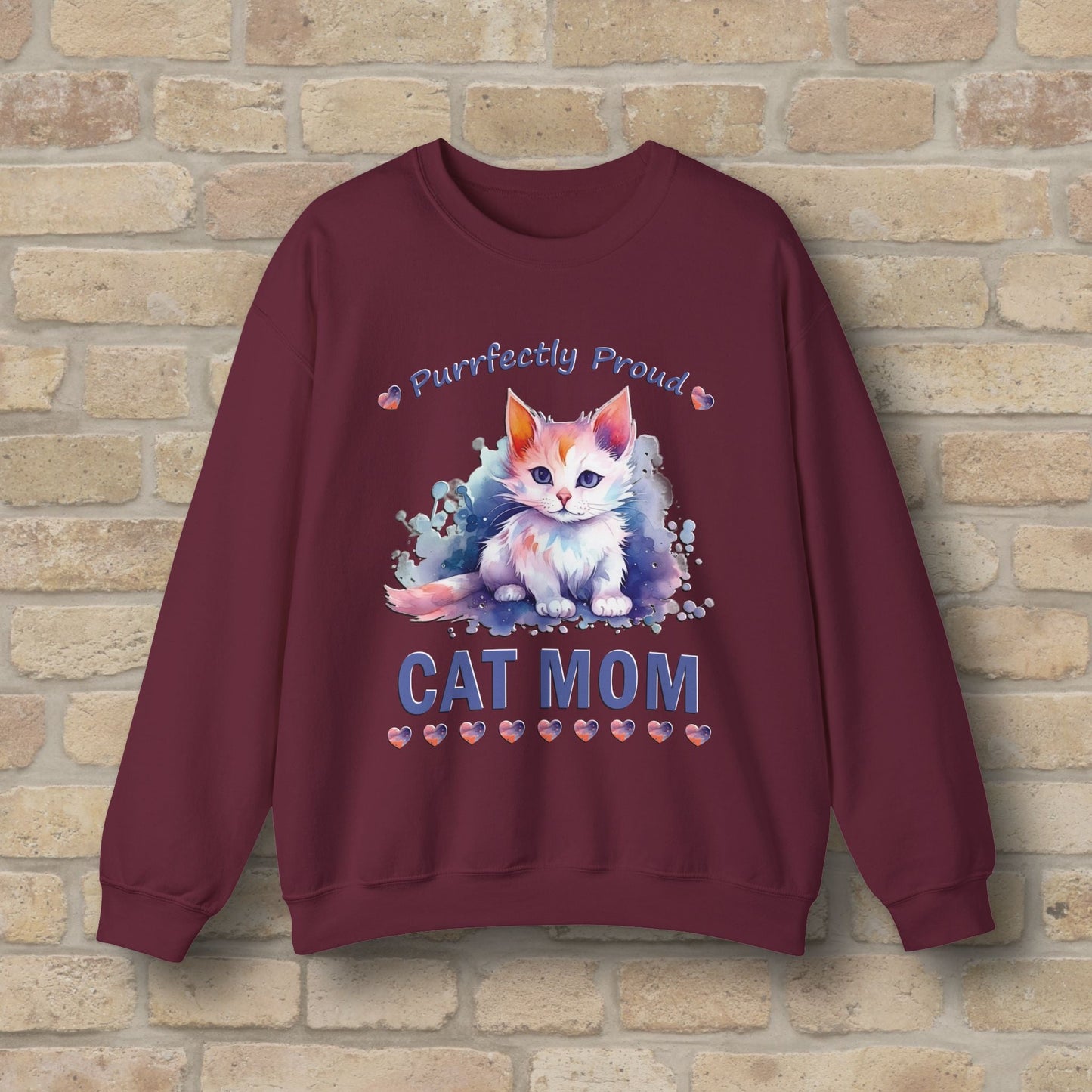 Graphic & Text Purrfectly Proud Cat Mom Sweatshirt - Vibrant Styles
