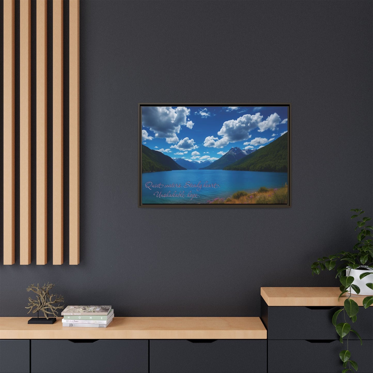 Canvas Quiet Waters Steady Heart Unshakable Hope Matte Canvas, Pinewood Framed - Vibrant Styles