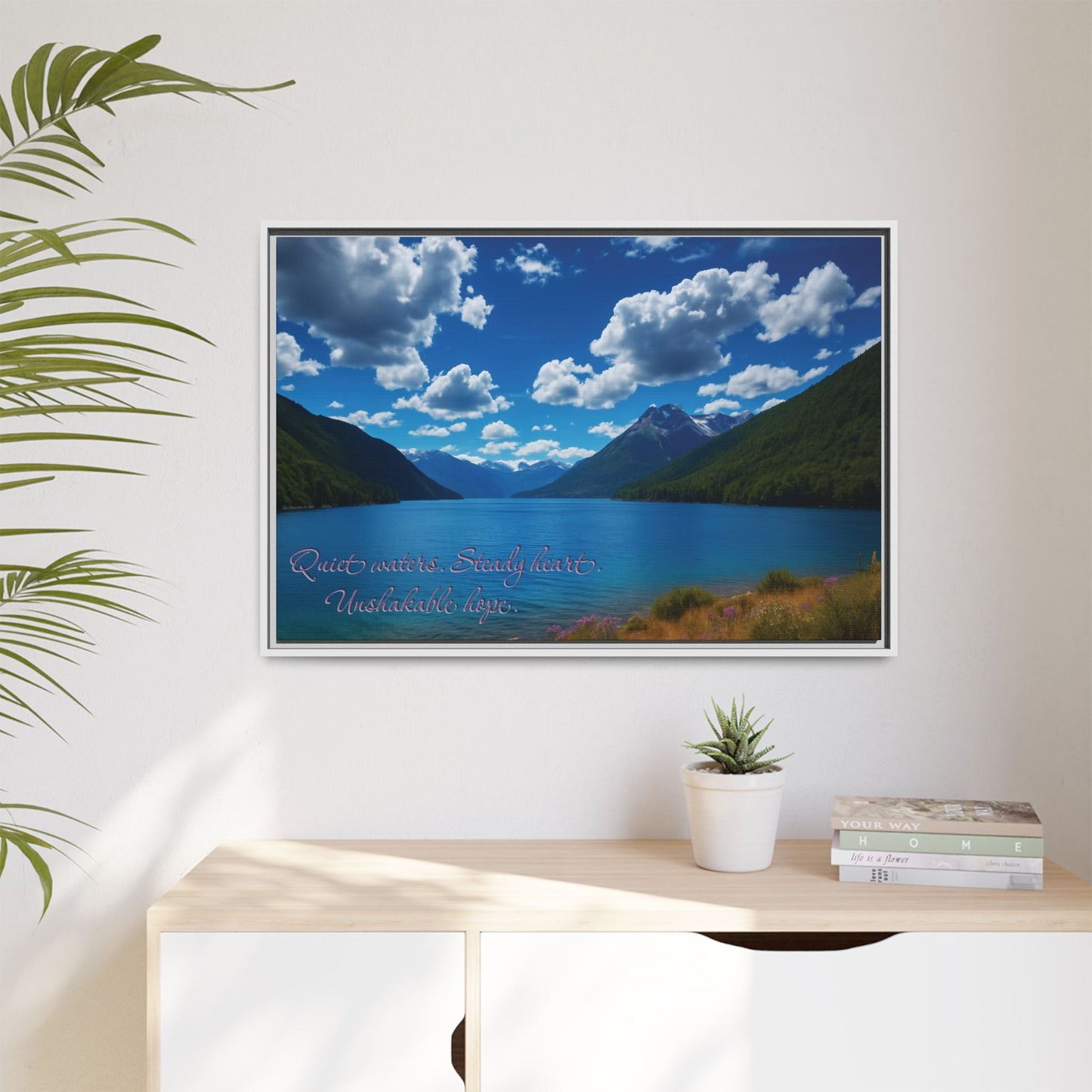 Canvas Quiet Waters Steady Heart Unshakable Hope Matte Canvas, Pinewood Framed - Vibrant Styles