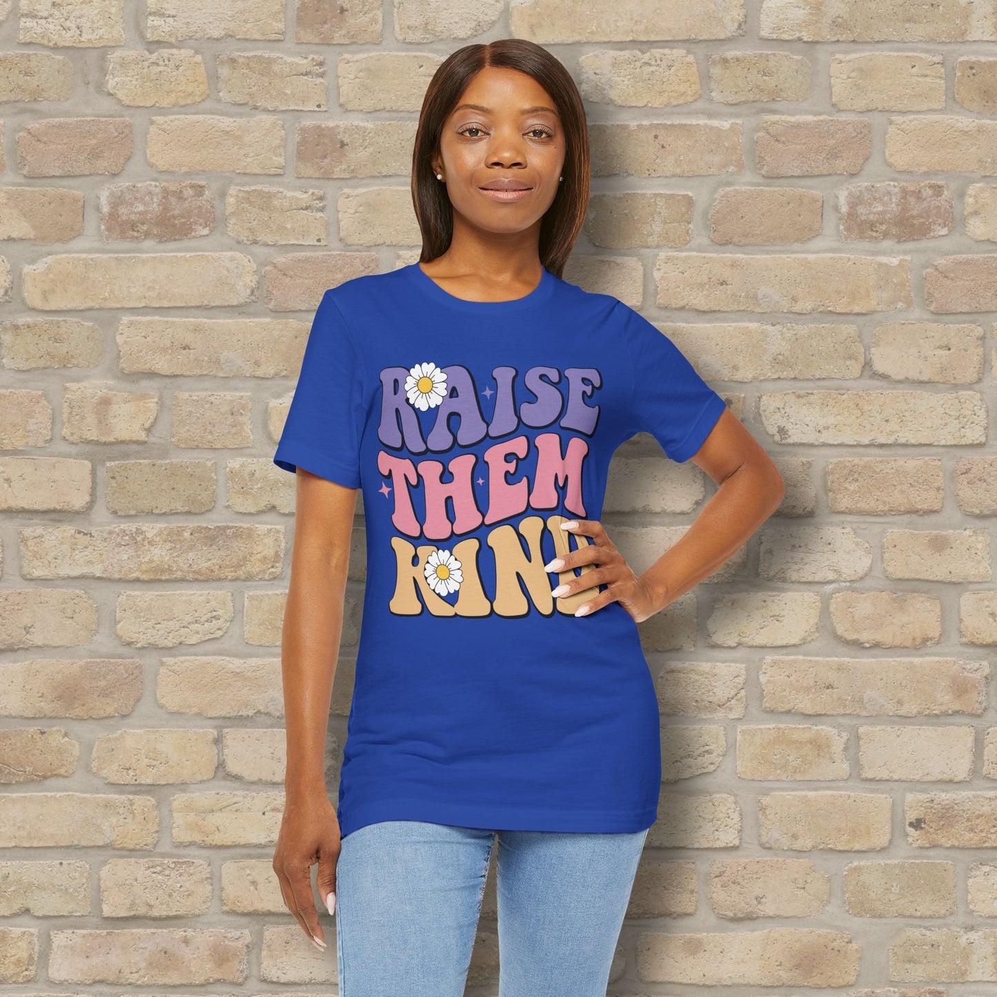 Mostly Text T-Shirts Raise Them Kind Retro Parenting Tee - Vibrant Styles