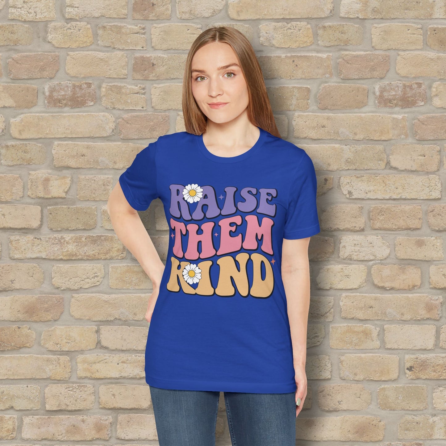 Mostly Text T-Shirts Raise Them Kind Retro Parenting Tee - Vibrant Styles
