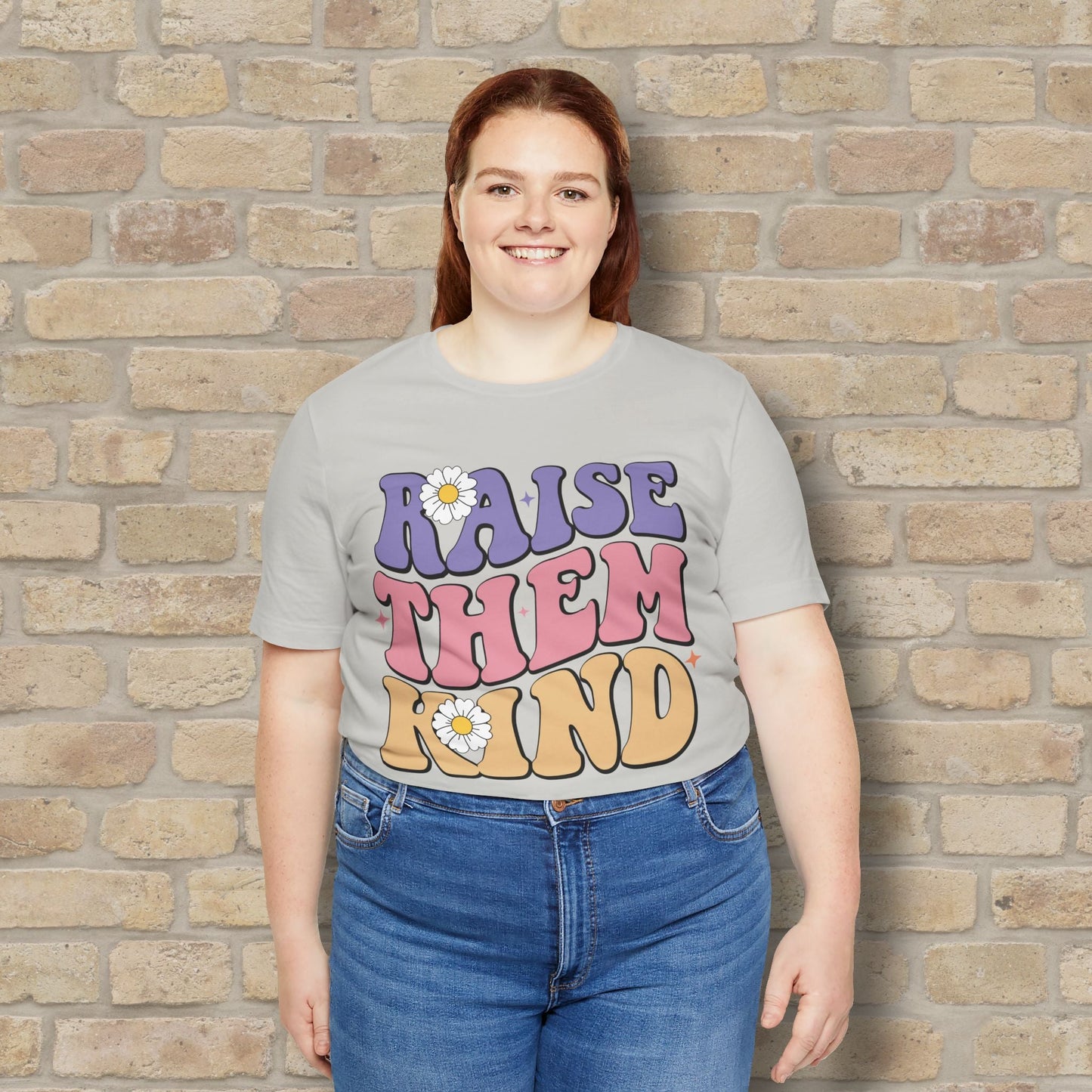 Mostly Text T-Shirts Raise Them Kind Retro Parenting Tee - Vibrant Styles