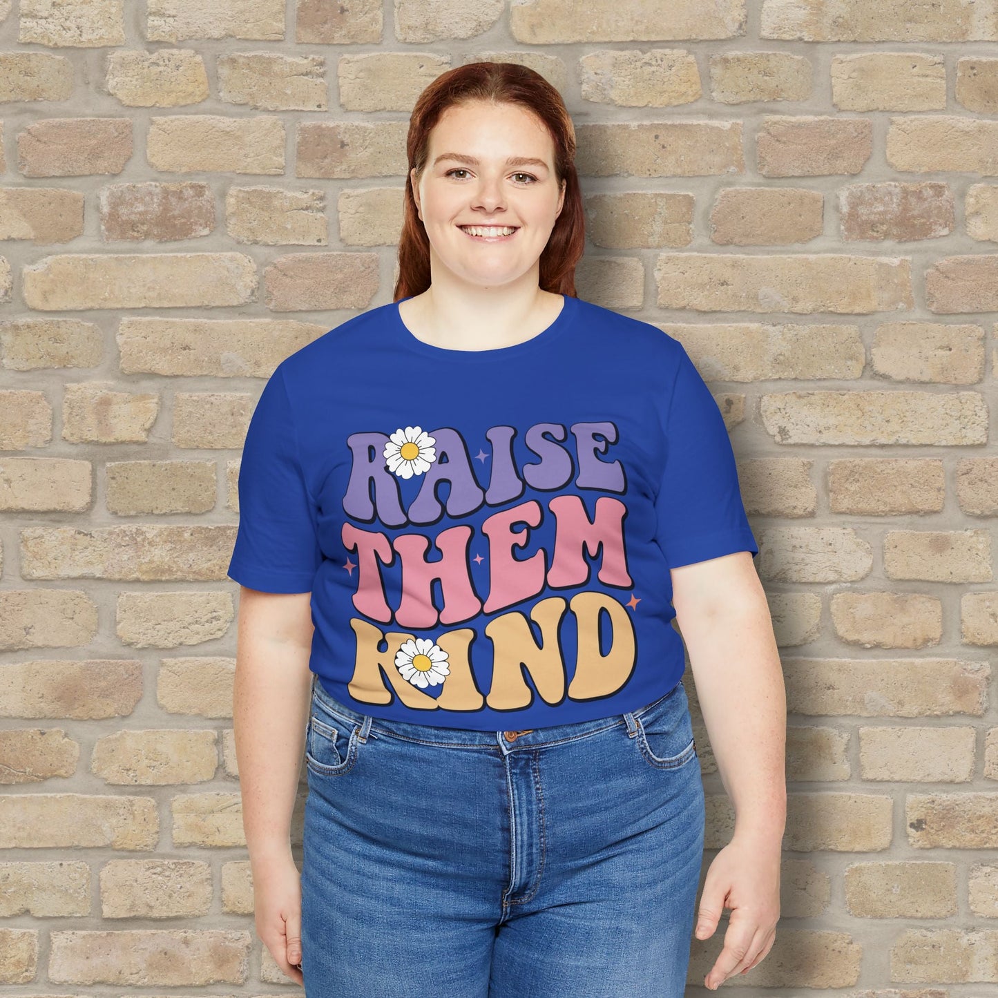 Mostly Text T-Shirts Raise Them Kind Retro Parenting Tee - Vibrant Styles