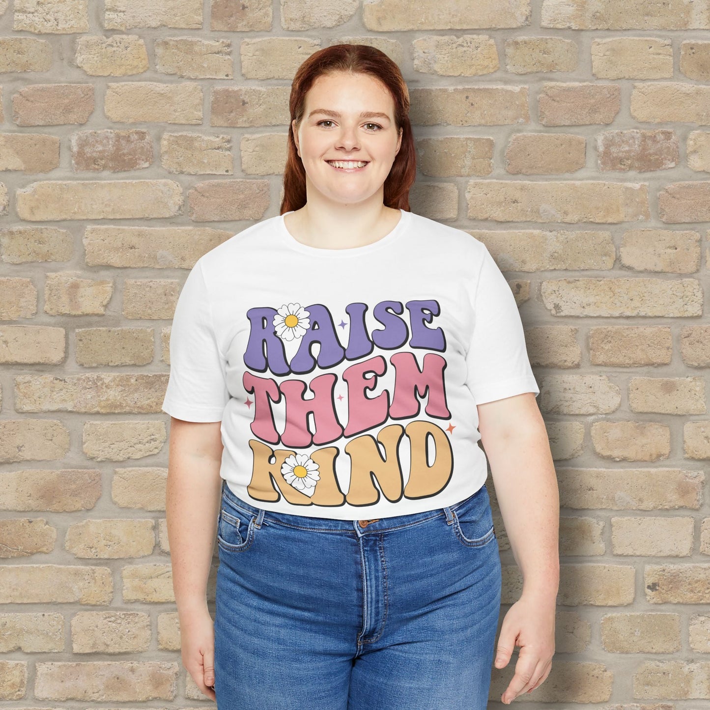Mostly Text T-Shirts Raise Them Kind Retro Parenting Tee - Vibrant Styles