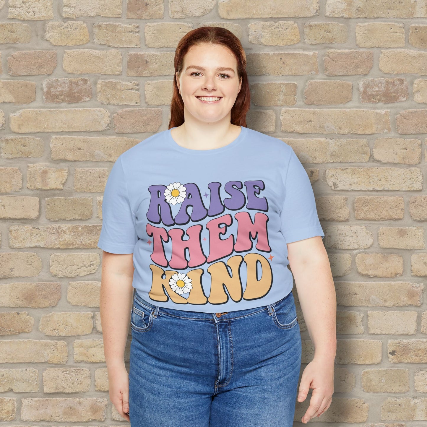 Mostly Text T-Shirts Raise Them Kind Retro Parenting Tee - Vibrant Styles