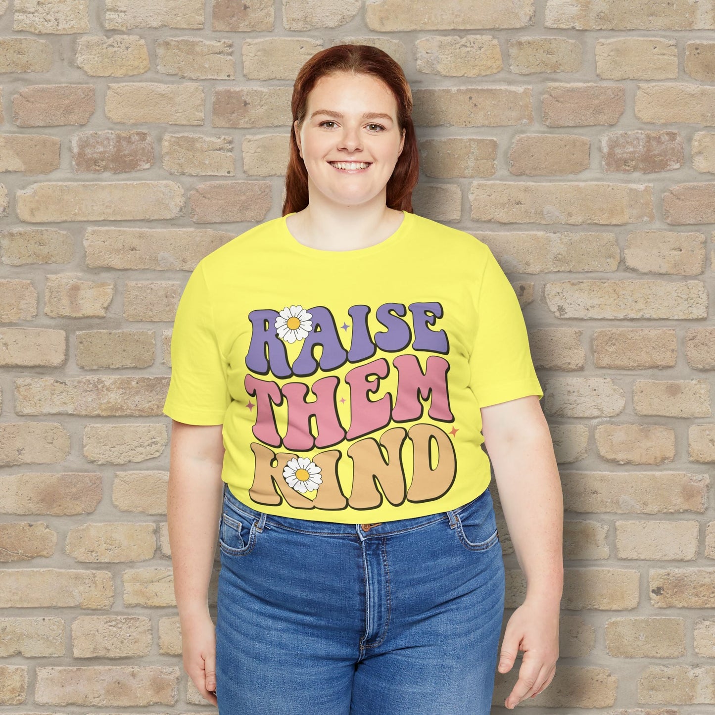 Mostly Text T-Shirts Raise Them Kind Retro Parenting Tee - Vibrant Styles