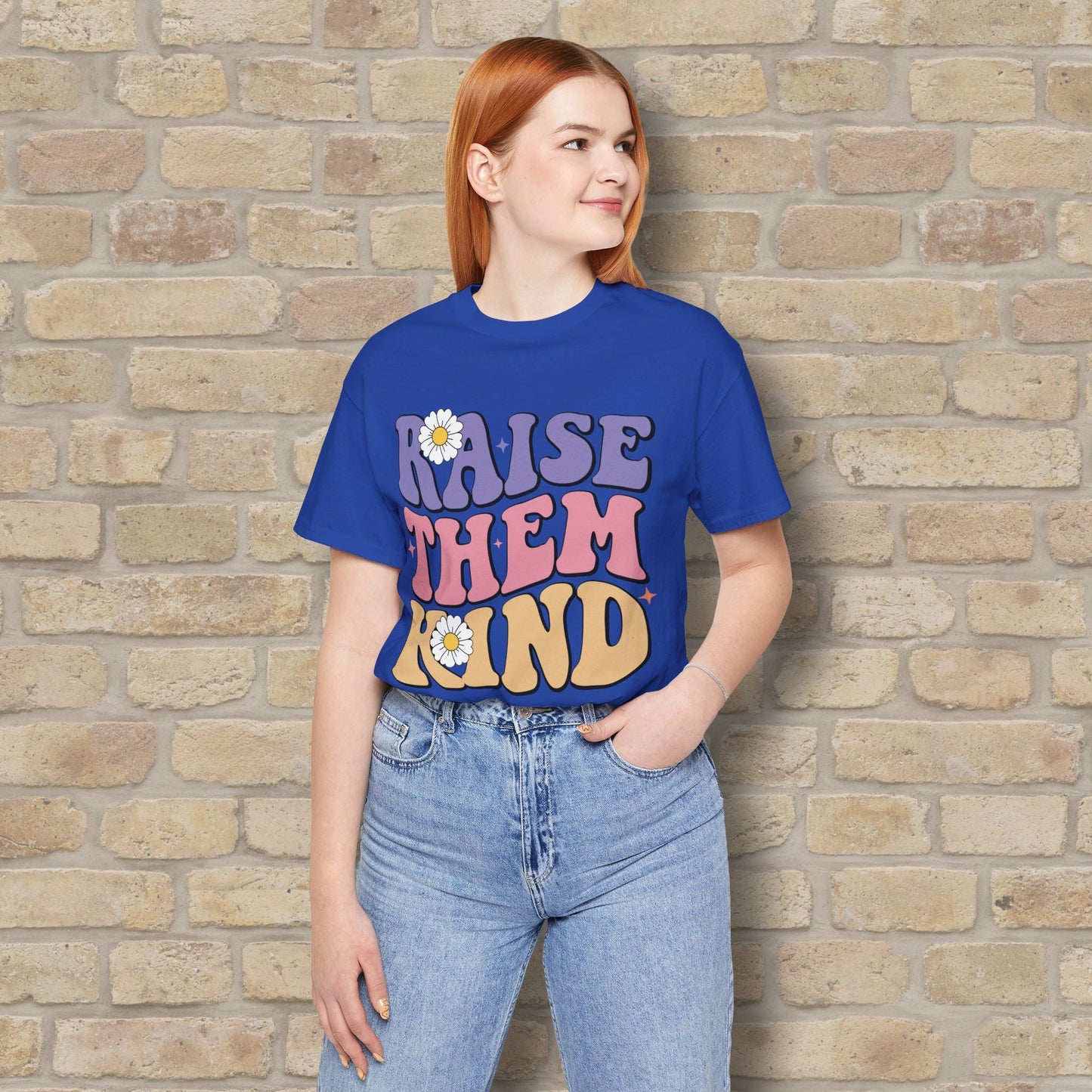 Mostly Text T-Shirts Raise Them Kind Retro Parenting Tee - Vibrant Styles