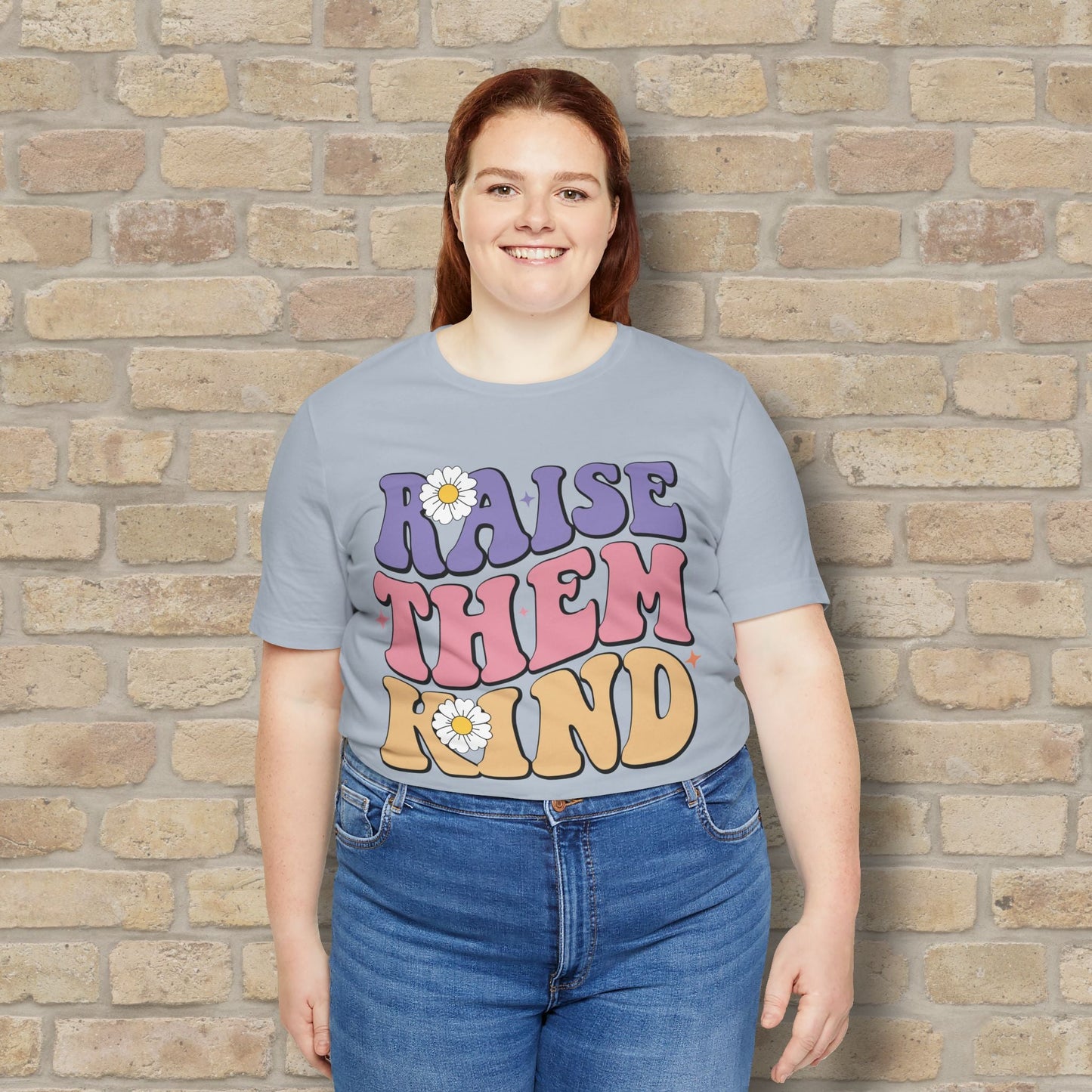 Mostly Text T-Shirts Raise Them Kind Retro Parenting Tee - Vibrant Styles