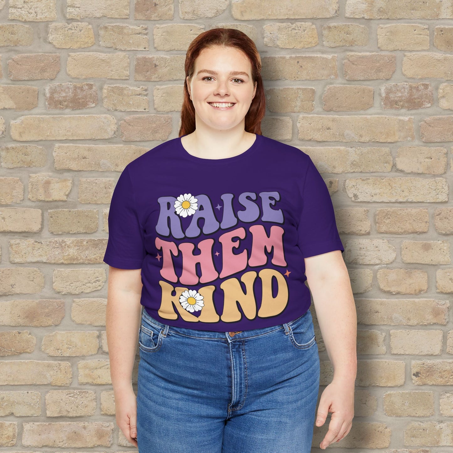 Mostly Text T-Shirts Raise Them Kind Retro Parenting Tee - Vibrant Styles