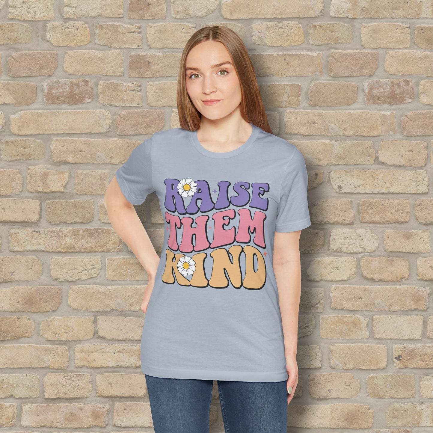 Mostly Text T-Shirts Raise Them Kind Retro Parenting Tee - Vibrant Styles