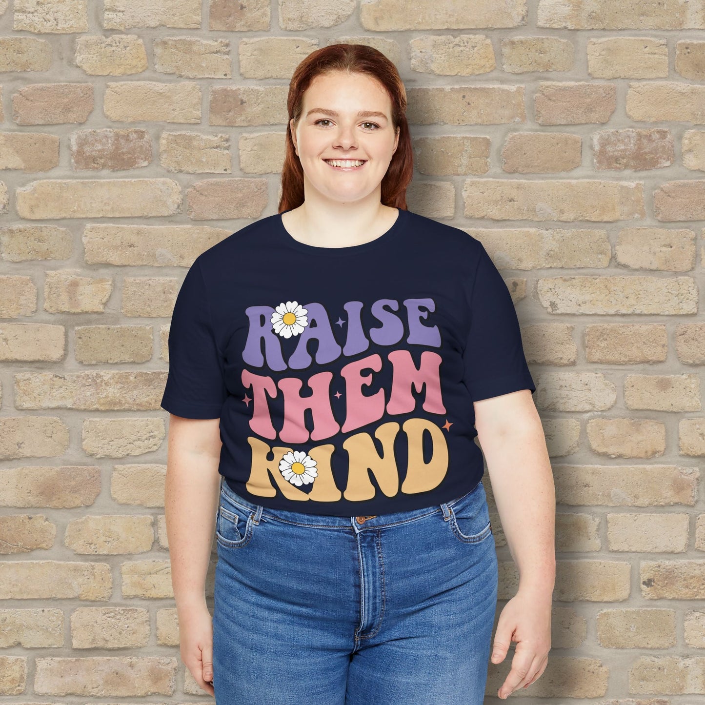 Mostly Text T-Shirts Raise Them Kind Retro Parenting Tee - Vibrant Styles