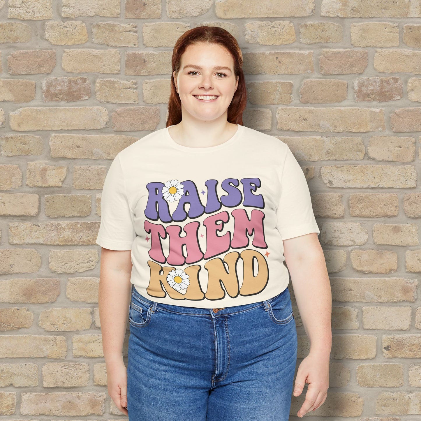 Mostly Text T-Shirts Raise Them Kind Retro Parenting Tee - Vibrant Styles