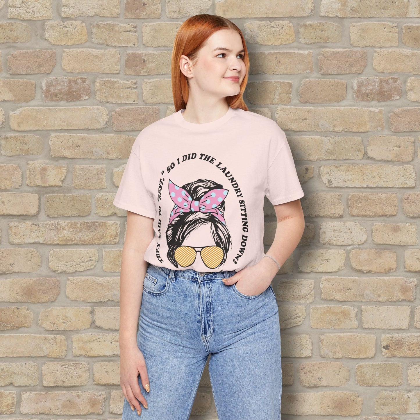 Graphic & Text T-Shirts Rest By Doing Laundry Sitting Down Tee - Vibrant Styles