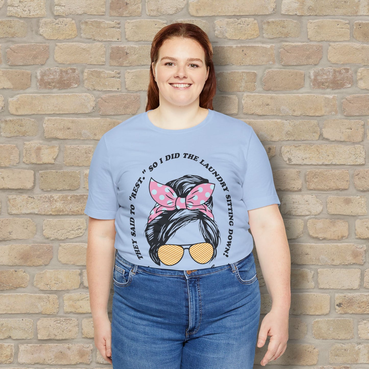 Graphic & Text T-Shirts Rest By Doing Laundry Sitting Down Tee - Vibrant Styles