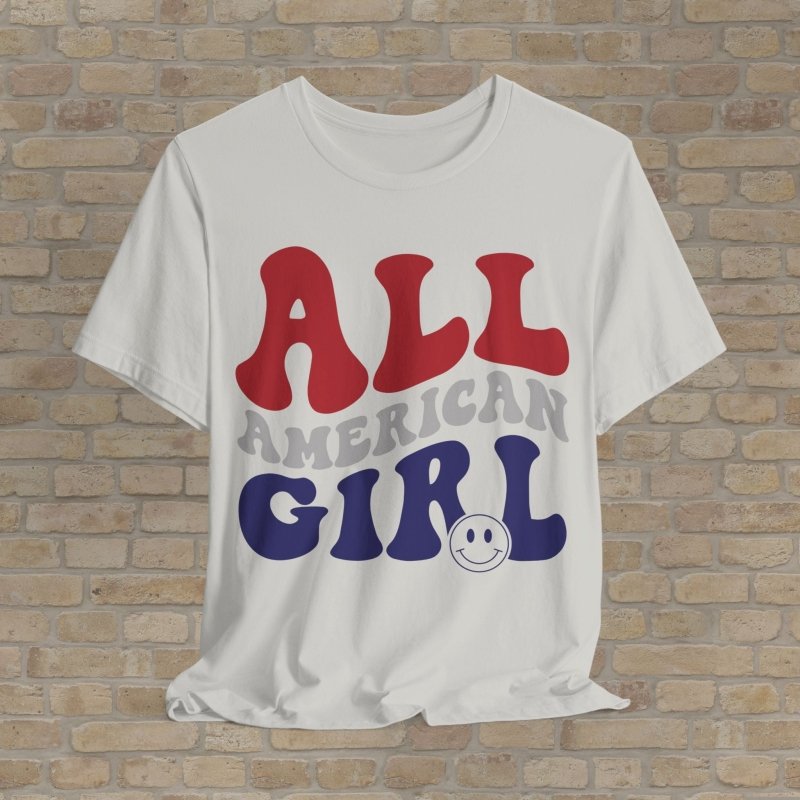 Text Only T-Shirts Retro All - American Girl Tee - Vibrant Styles