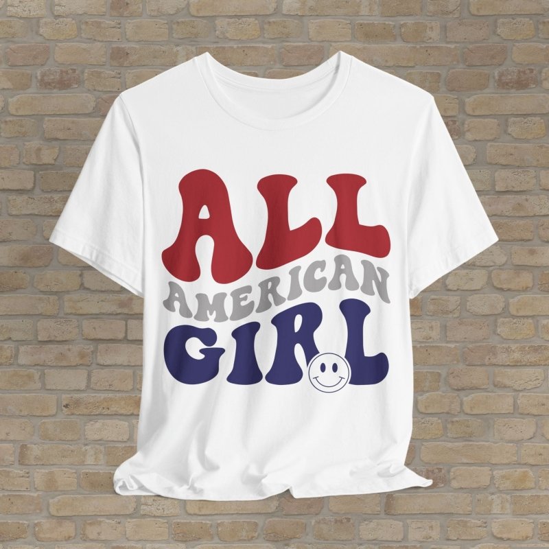 Text Only T-Shirts Retro All - American Girl Tee - Vibrant Styles