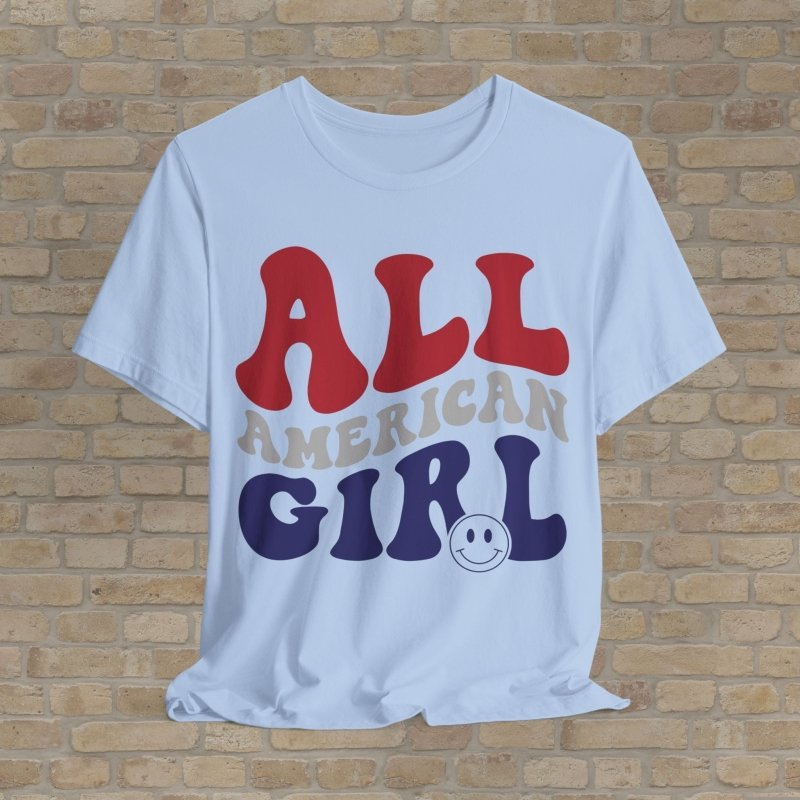 Text Only T-Shirts Retro All - American Girl Tee - Vibrant Styles