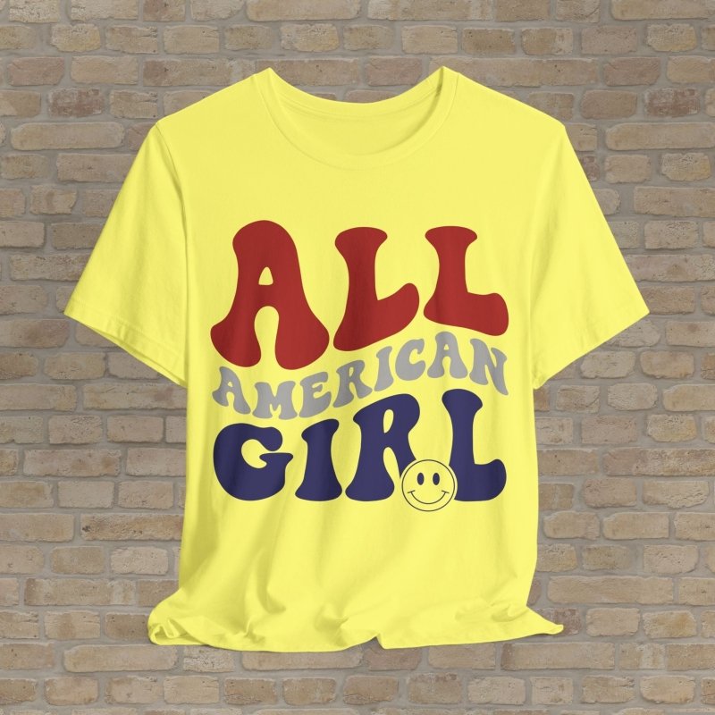 Text Only T-Shirts Retro All - American Girl Tee - Vibrant Styles