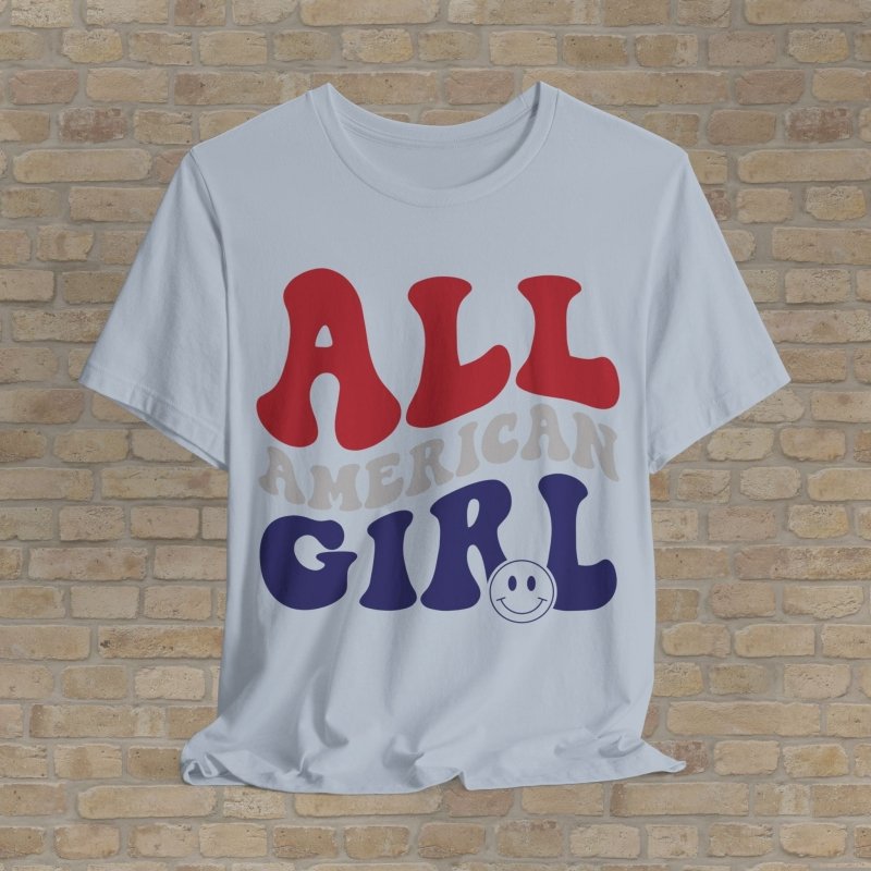 Text Only T-Shirts Retro All - American Girl Tee - Vibrant Styles
