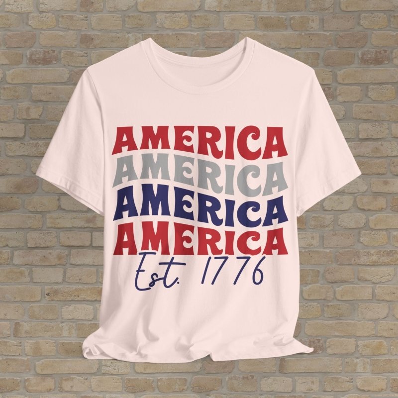 Text Only T-Shirts Retro America Est 1776 Tee - Vibrant Styles