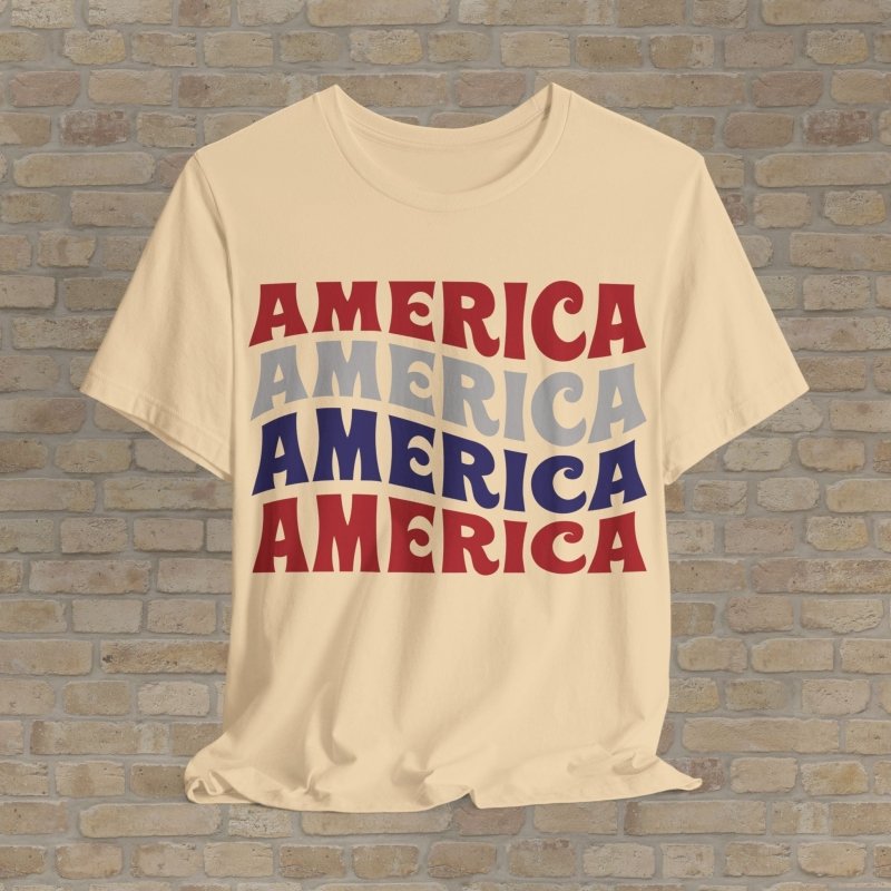 Text Only T-Shirts Retro America Wave Tee - Vibrant Styles