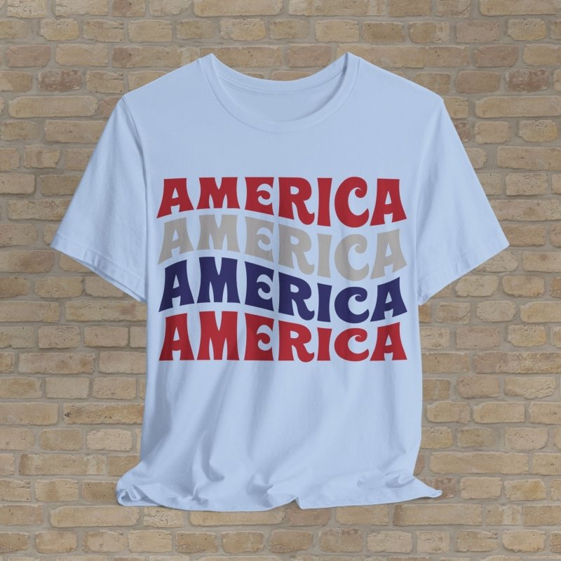 Text Only T-Shirts Retro America Wave Tee - Vibrant Styles