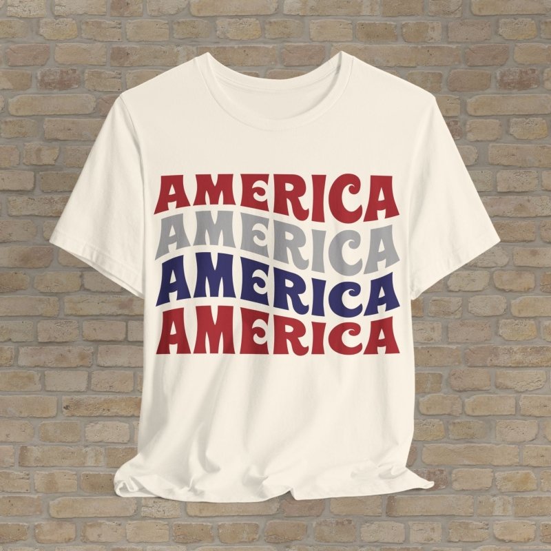 Text Only T-Shirts Retro America Wave Tee - Vibrant Styles