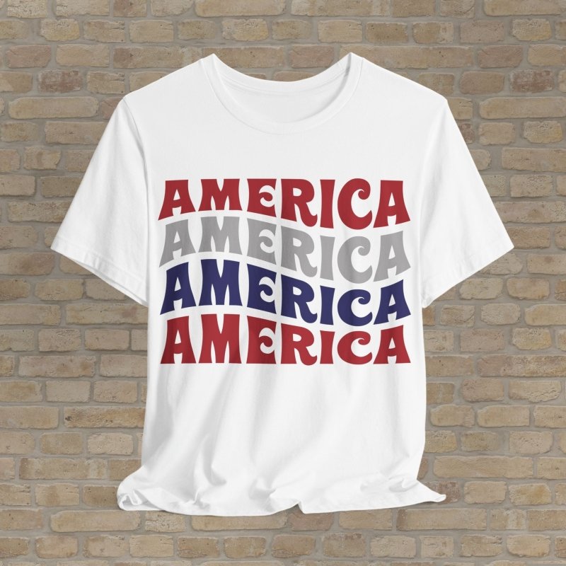 Text Only T-Shirts Retro America Wave Tee - Vibrant Styles