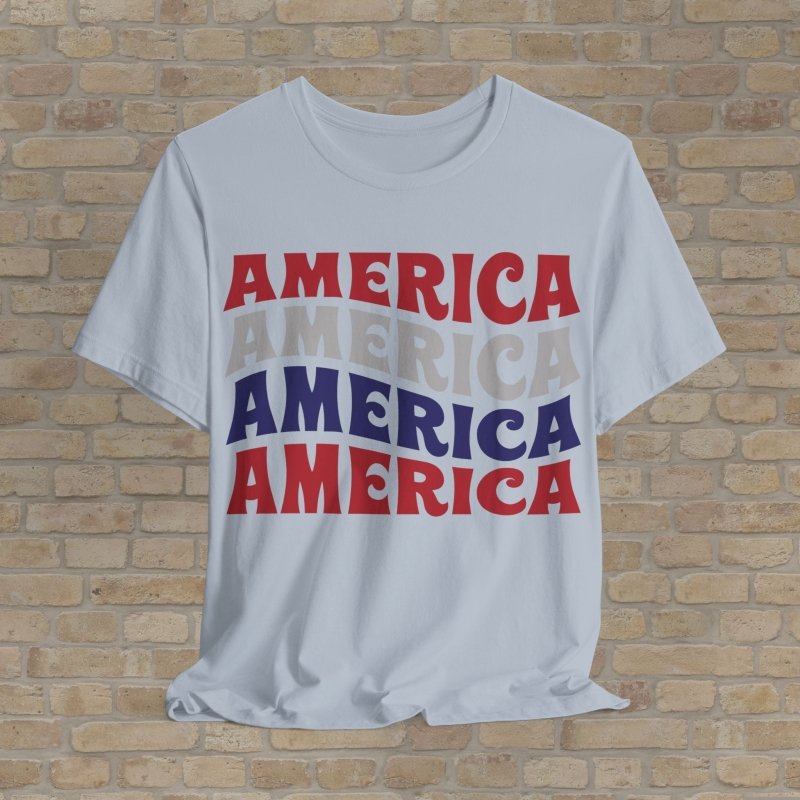 Text Only T-Shirts Retro America Wave Tee - Vibrant Styles