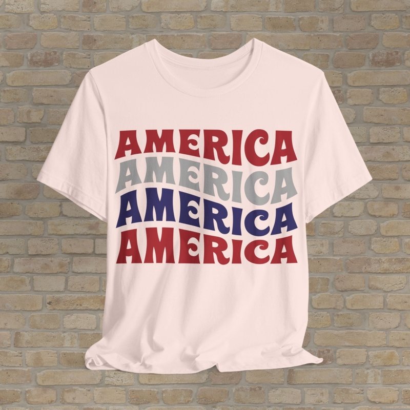 Text Only T-Shirts Retro America Wave Tee - Vibrant Styles