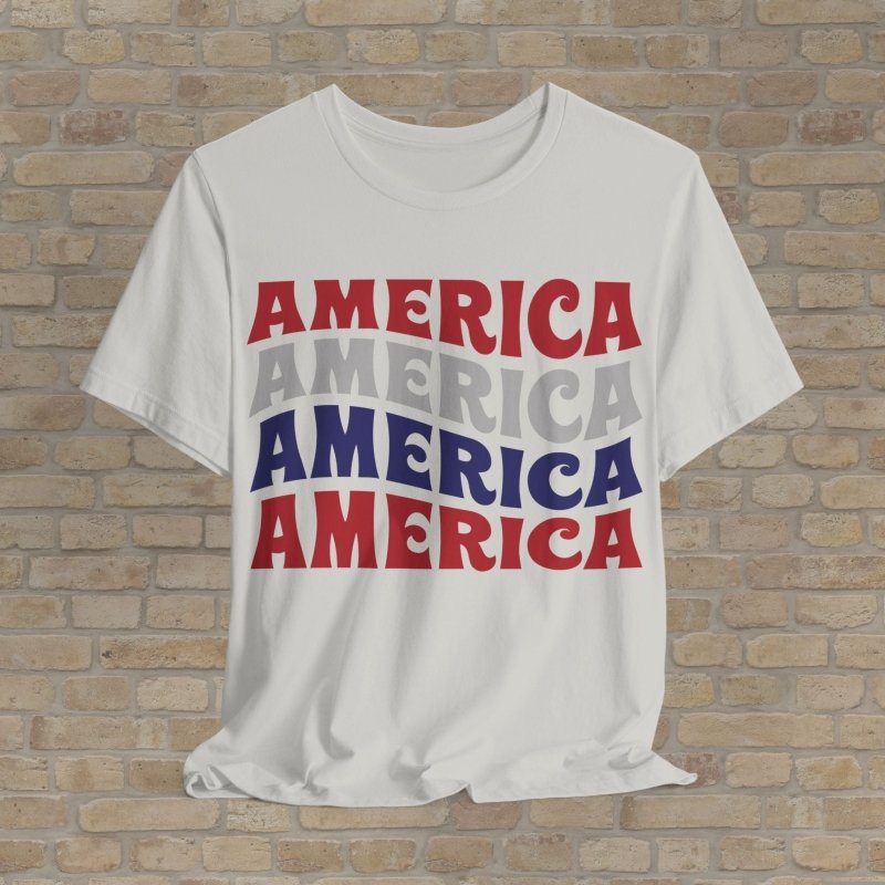 Text Only T-Shirts Retro America Wave Tee - Vibrant Styles