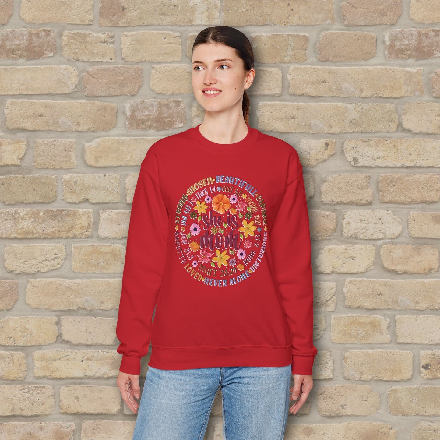 Graphic & Text She Is Mom Attribute Circle Sweatshirt - Vibrant Styles