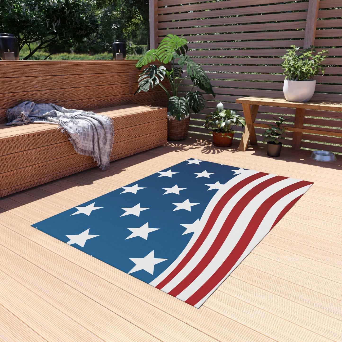 Home Decor Wave of Stars & Stripes Outdoor Rug - Vibrant Styles