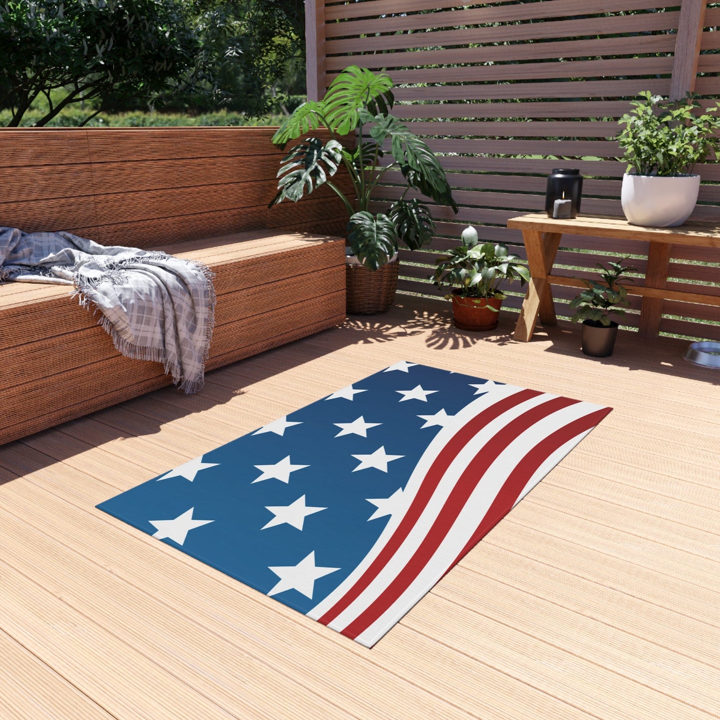 Home Decor Wave of Stars & Stripes Outdoor Rug - Vibrant Styles