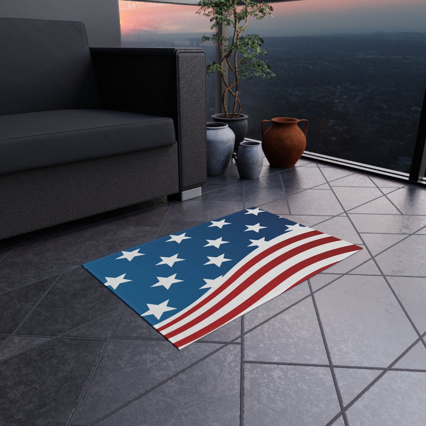 Home Decor Wave of Stars & Stripes Outdoor Rug - Vibrant Styles