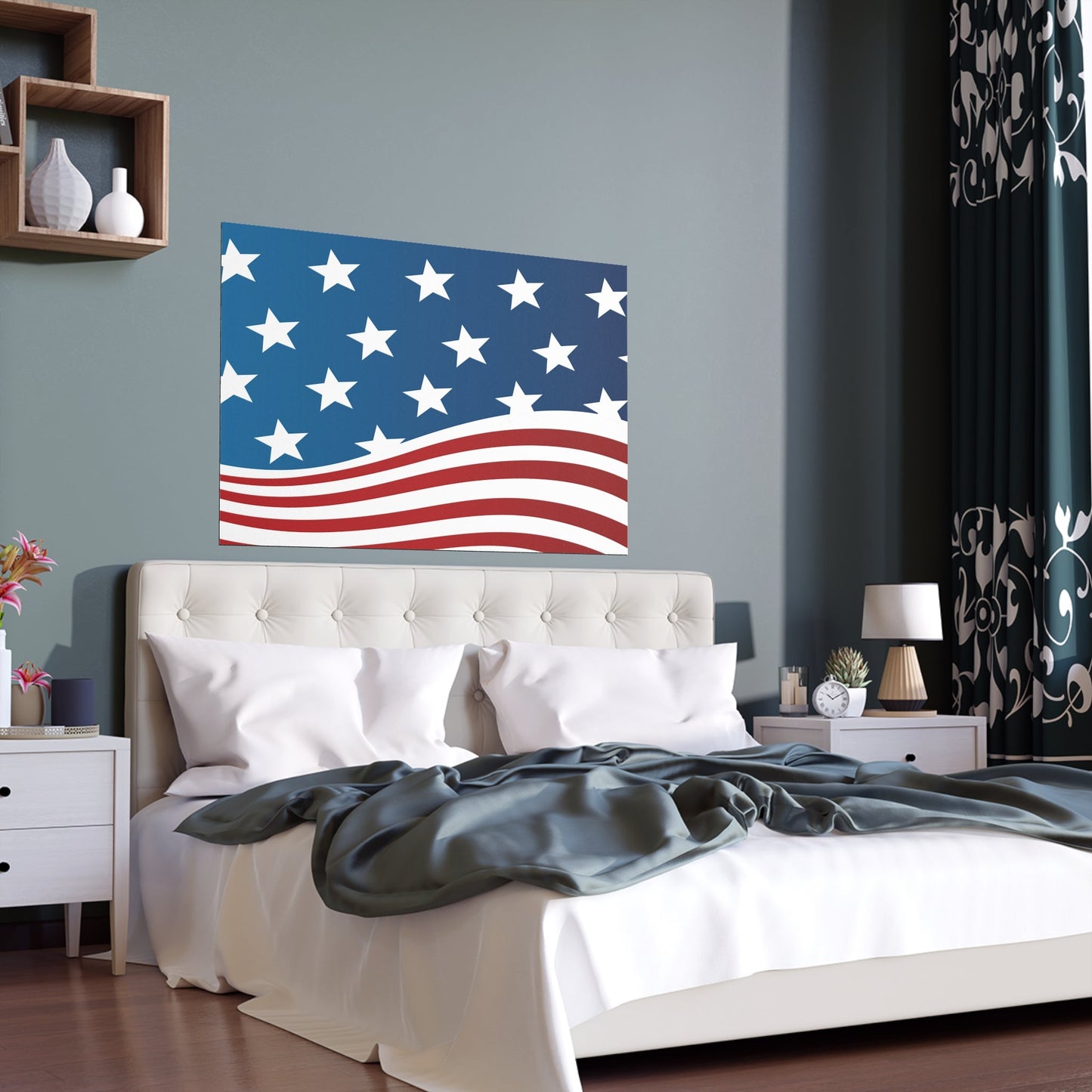 Poster Wave of Stars & Stripes Poster (Water Proof) - Vibrant Styles