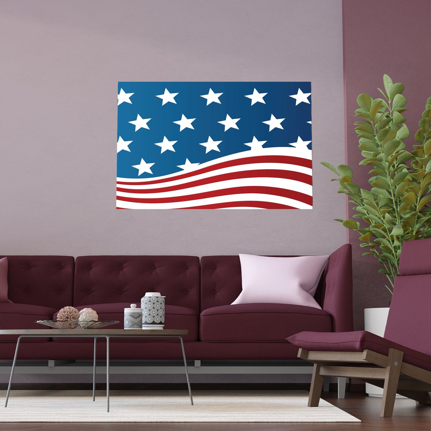 Poster Wave of Stars & Stripes Poster (Water Proof) - Vibrant Styles