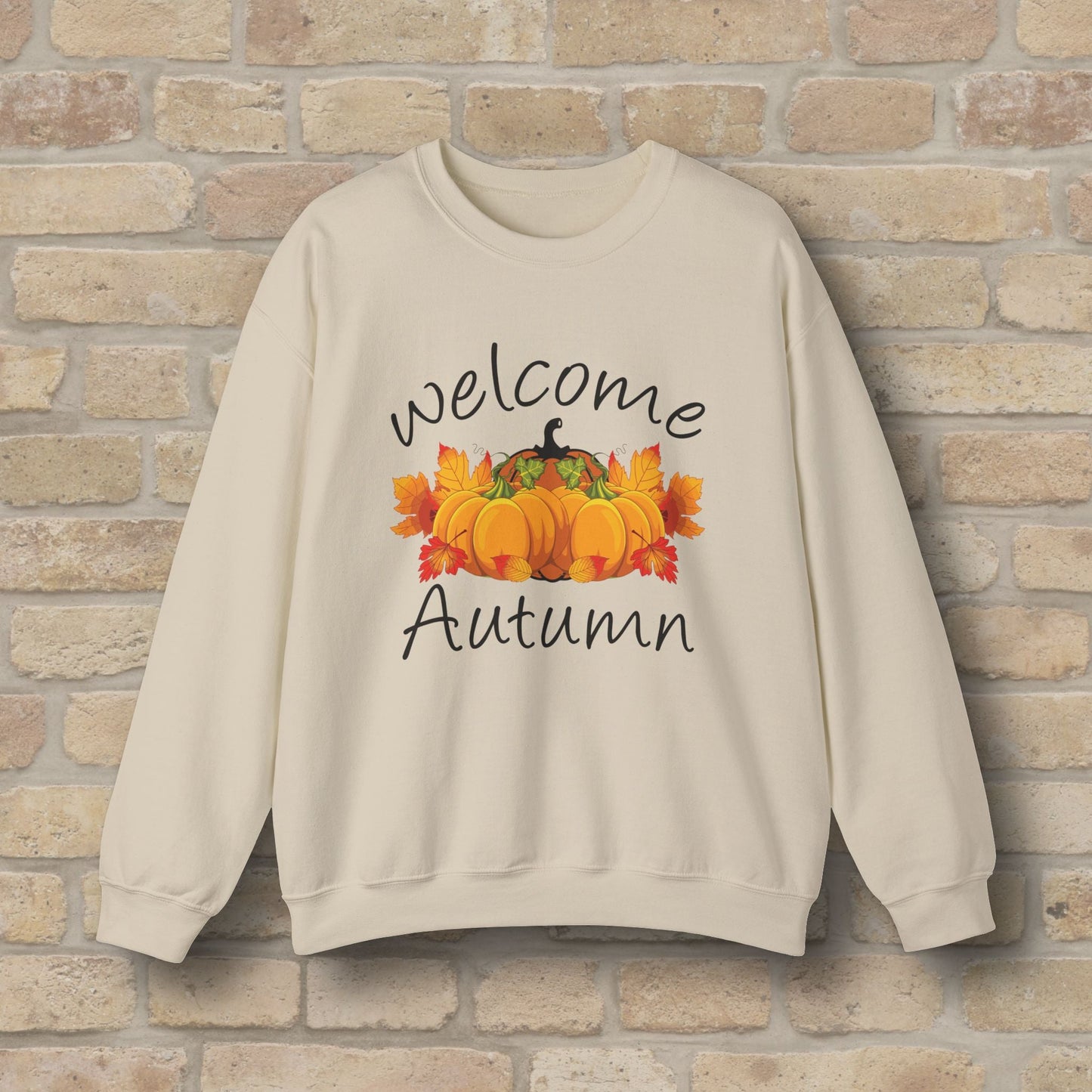 Graphic & Text Welcome Autumn Sweatshirt - Vibrant Styles