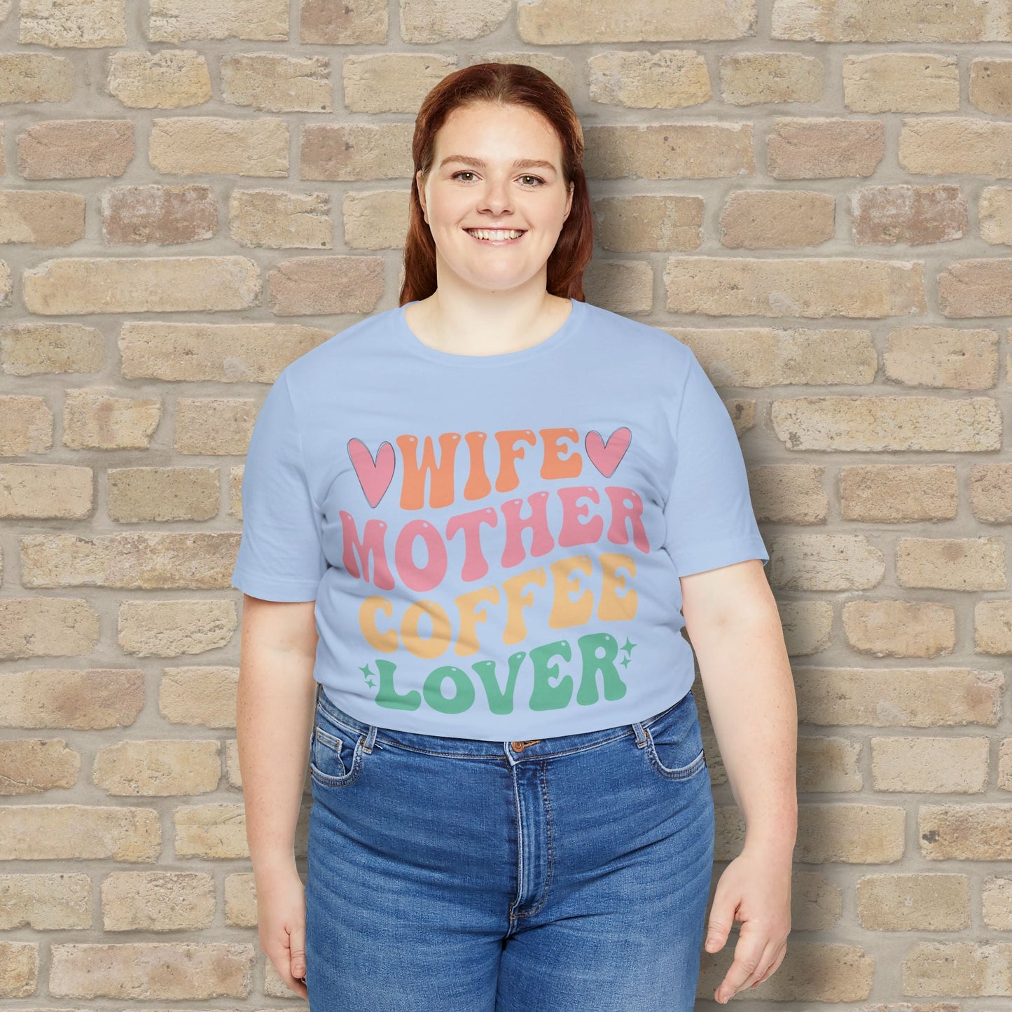 Mostly Text T-Shirts Wife. Mother. Coffee Lover. Tee - Vibrant Styles