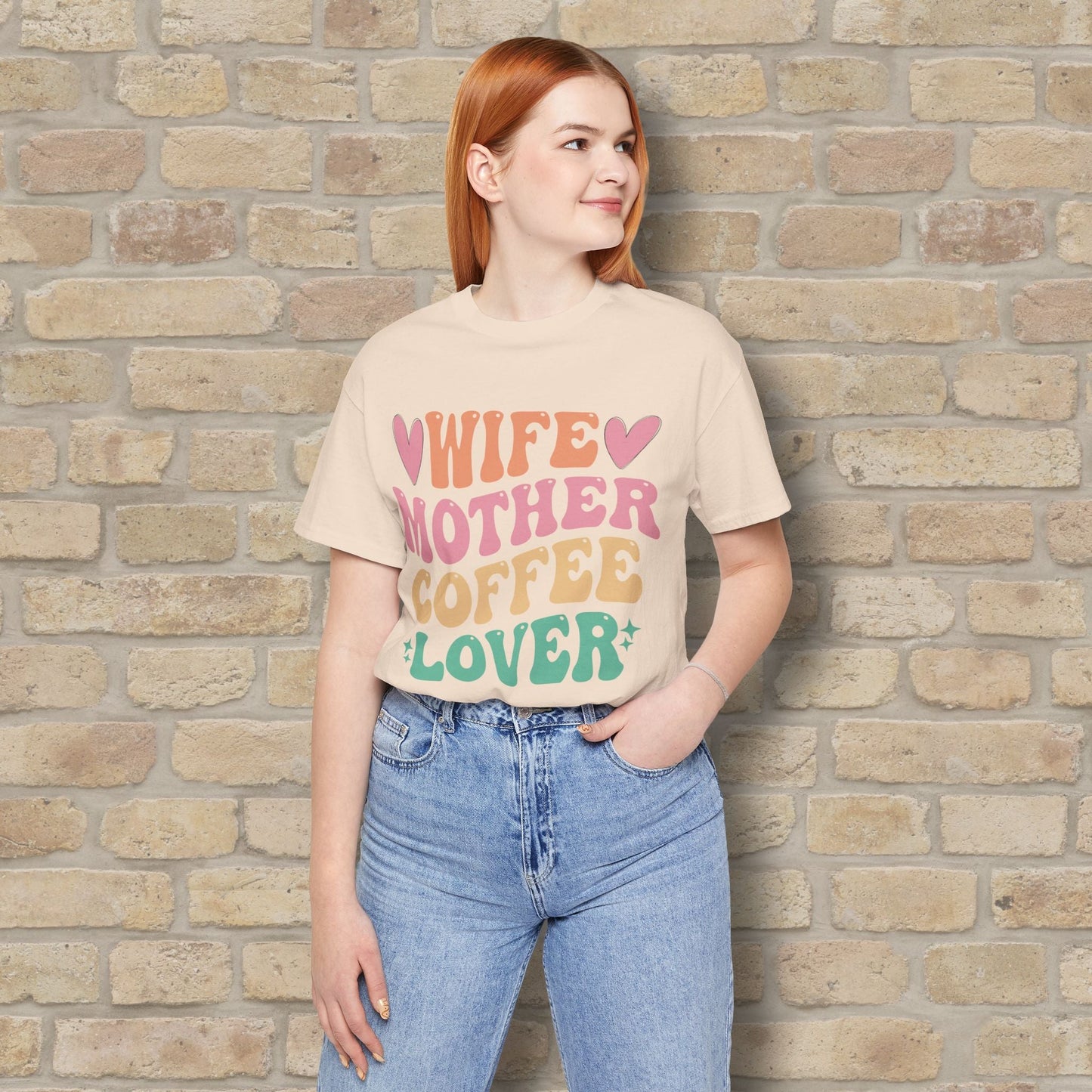 Mostly Text T-Shirts Wife. Mother. Coffee Lover. Tee - Vibrant Styles