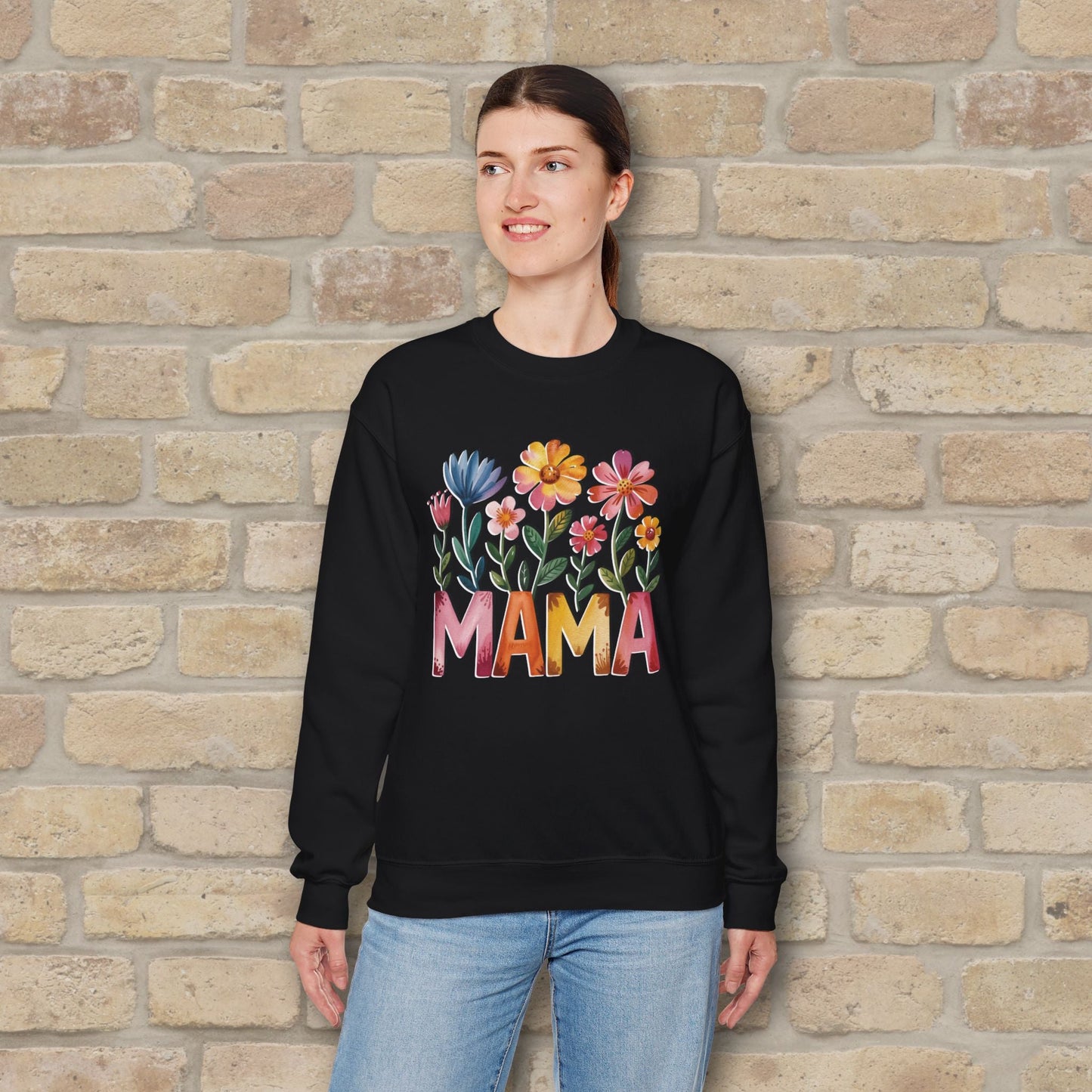 Graphic & Text Wildflower Mama Sweatshirt - Vibrant Styles