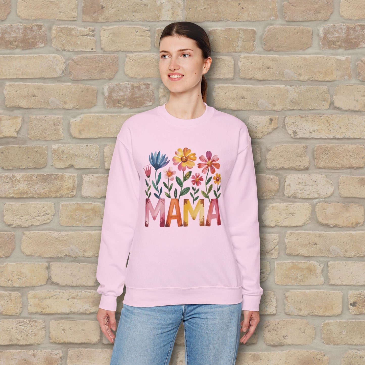 Graphic & Text Wildflower Mama Sweatshirt - Vibrant Styles