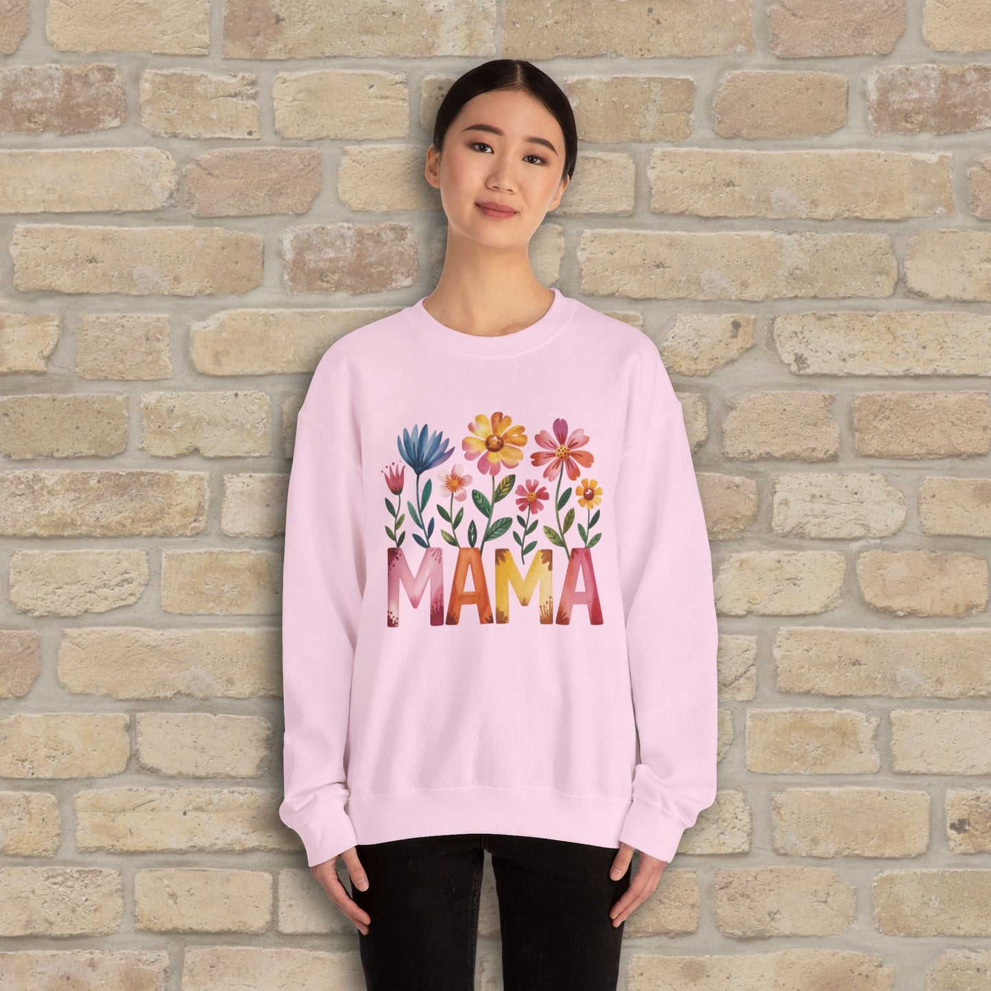 Graphic & Text Wildflower Mama Sweatshirt - Vibrant Styles