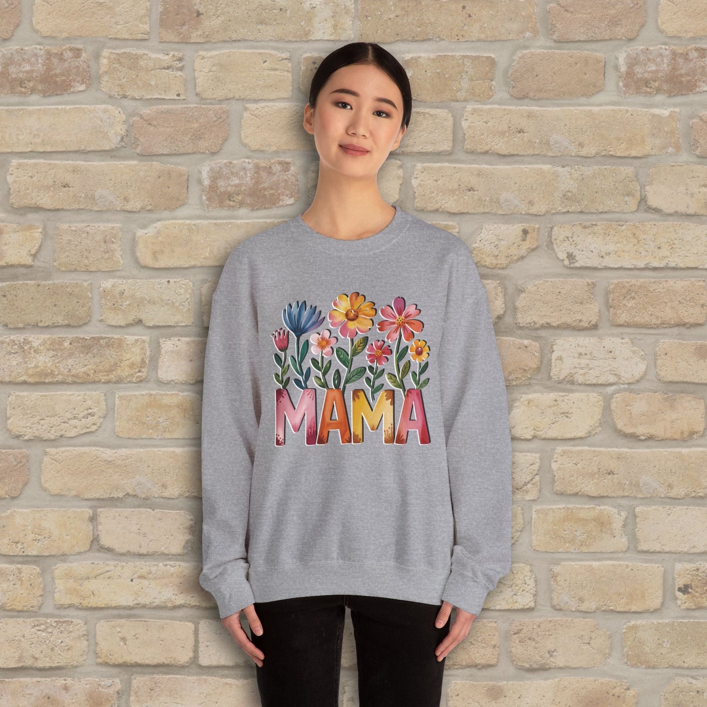 Graphic & Text Wildflower Mama Sweatshirt - Vibrant Styles